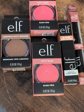 ELF BUNDLE Putty Blush - Putty Bronzer Satin Rouge Lip Plump Pen